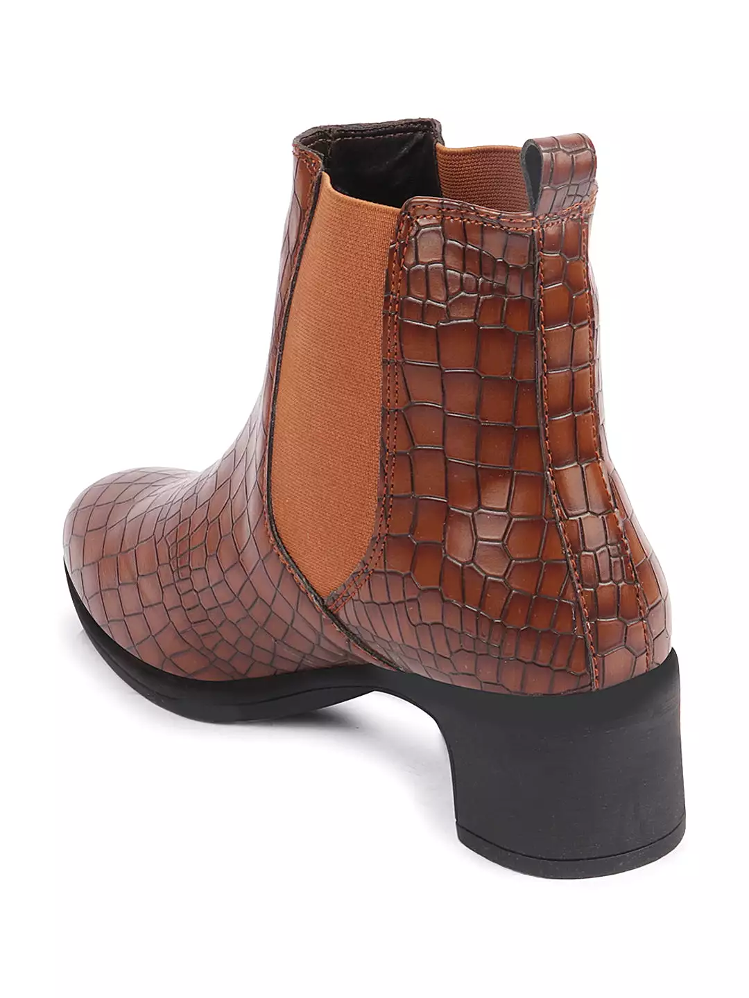 High-Heeled Leopard Print Chelsea Boots for Women