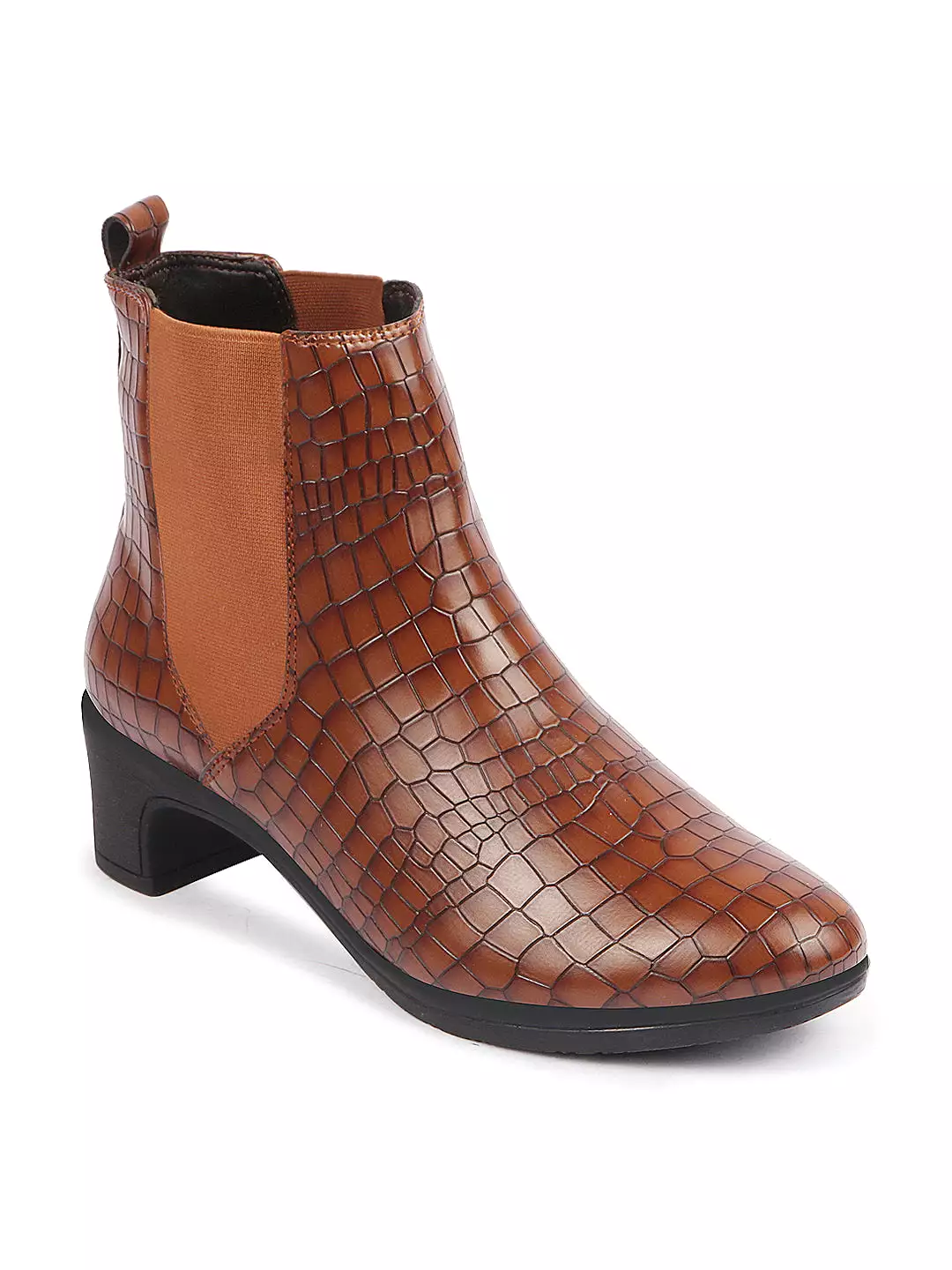 High-Heeled Leopard Print Chelsea Boots for Women