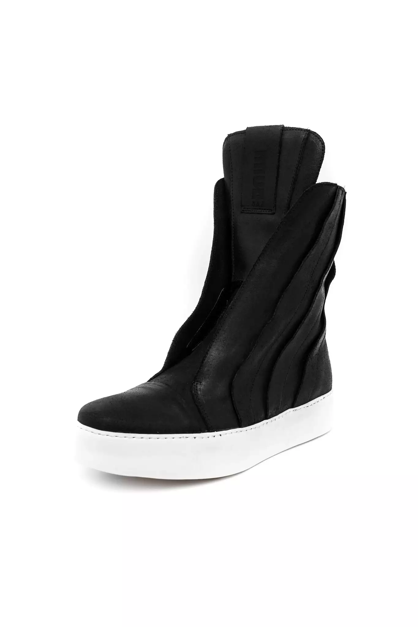 High-Top Leather Sneakers with Panels