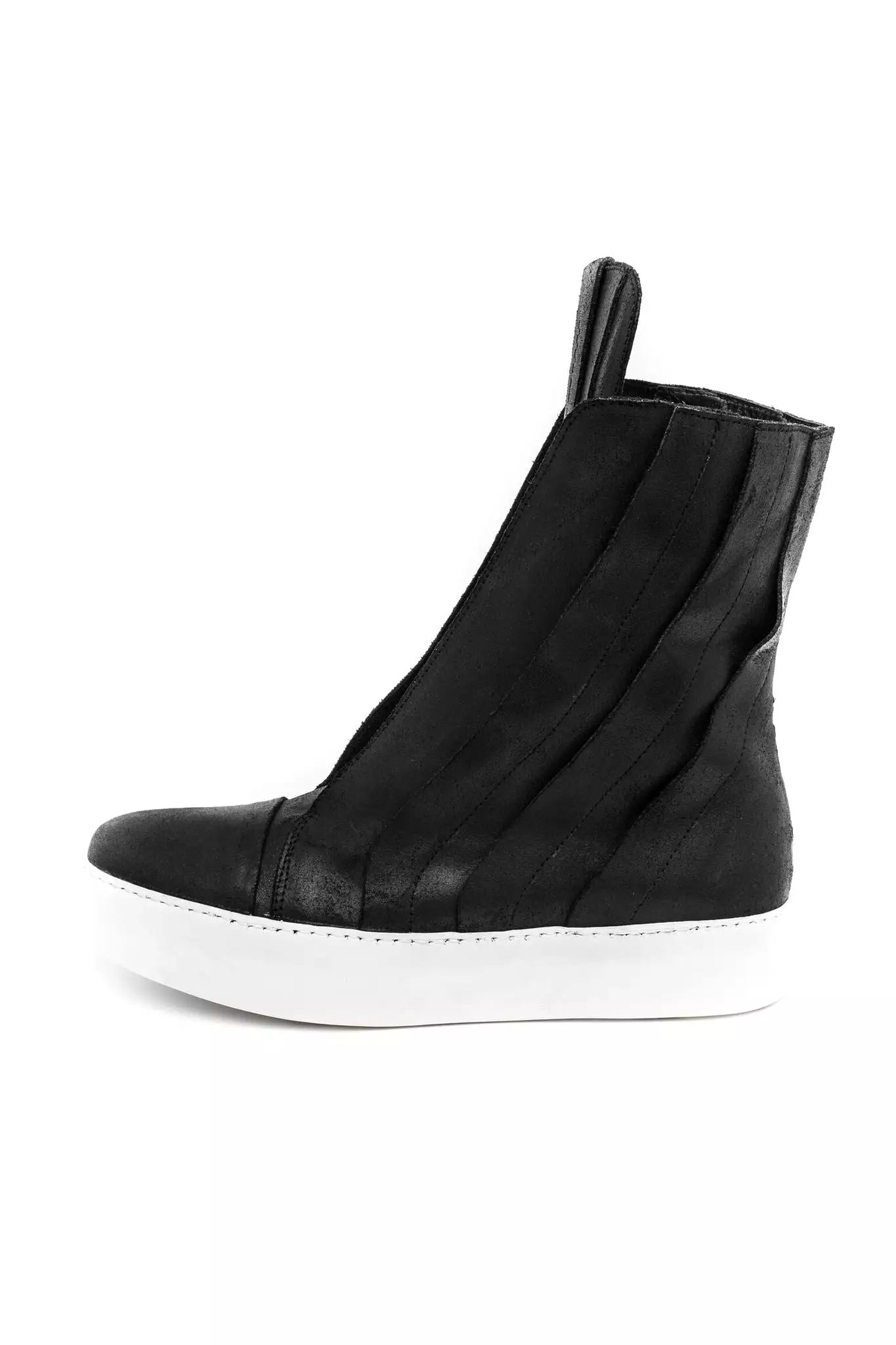 High-Top Leather Sneakers with Panels