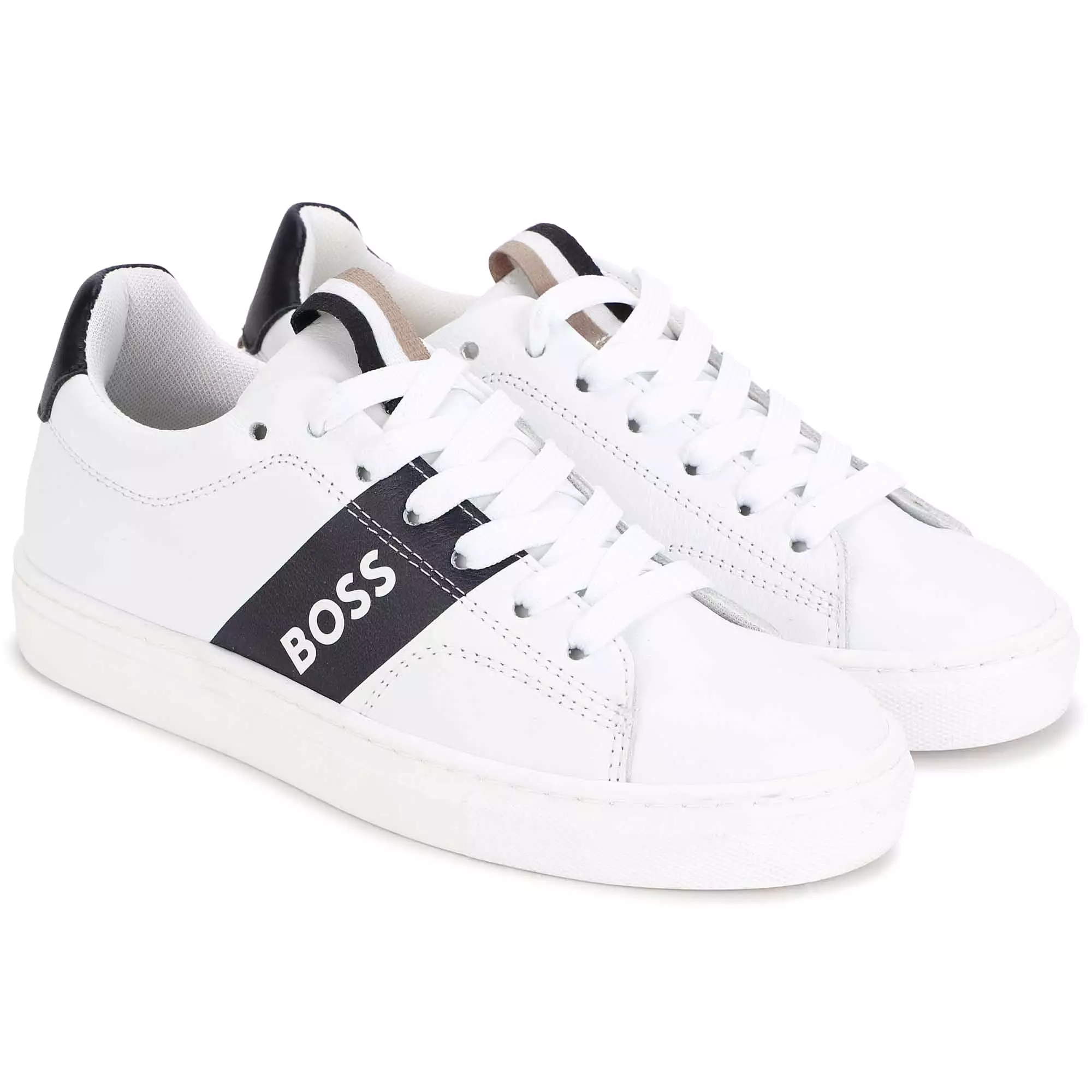 Hugo Boss Boys White Leather Sneakers J29317-10B