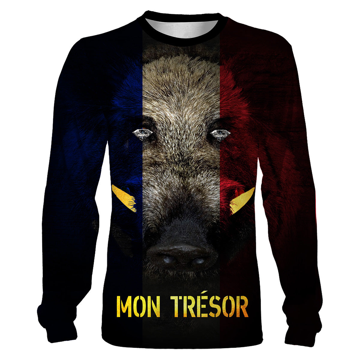 Hunting Wild Boar, Wild Boar Head, Funny Hunter T-Shirt, French Flag - VECHSA002