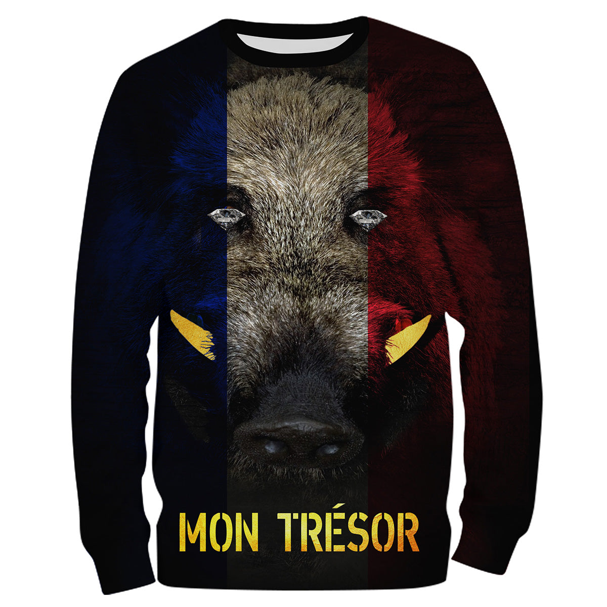 Hunting Wild Boar, Wild Boar Head, Funny Hunter T-Shirt, French Flag - VECHSA002