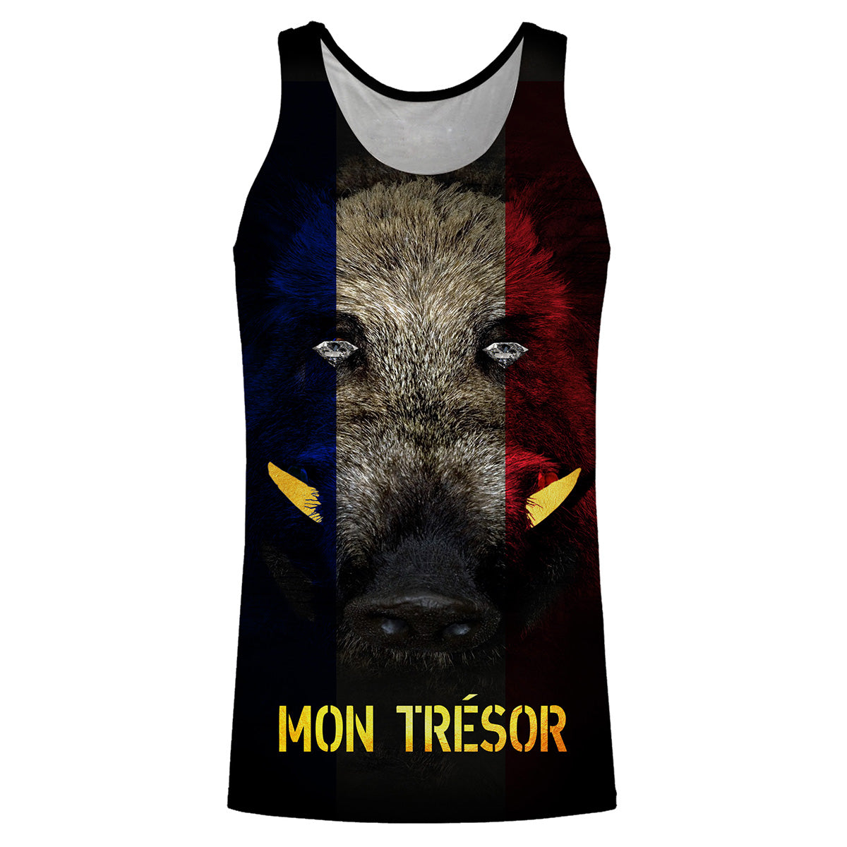 Hunting Wild Boar, Wild Boar Head, Funny Hunter T-Shirt, French Flag - VECHSA002