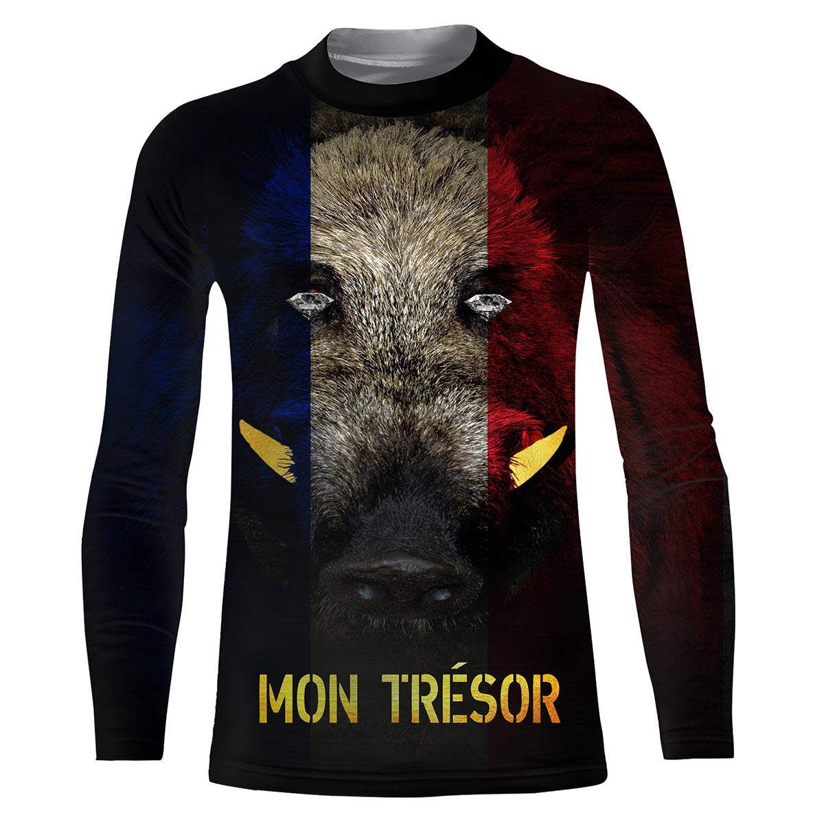 Hunting Wild Boar, Wild Boar Head, Funny Hunter T-Shirt, French Flag - VECHSA002