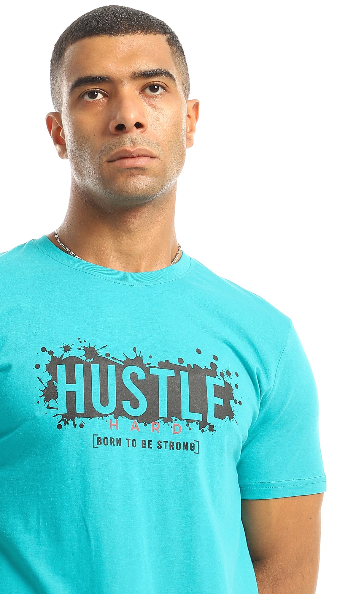 Hustle Dark Turquoise Tee with Chest Print