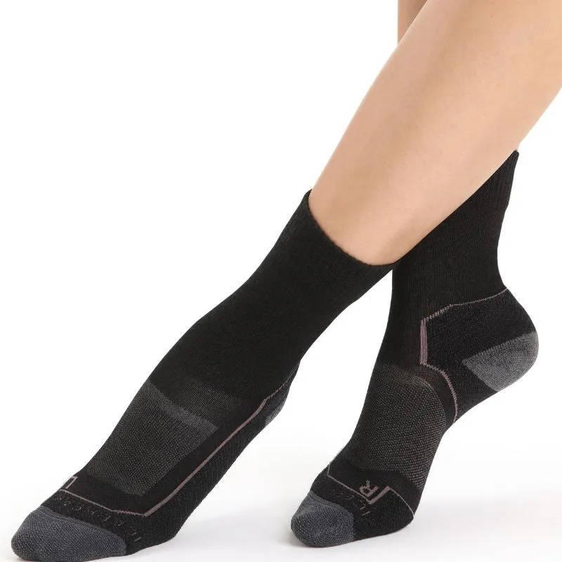 Icebreaker Women's Hike+ Light Crew Socks - Black Purple