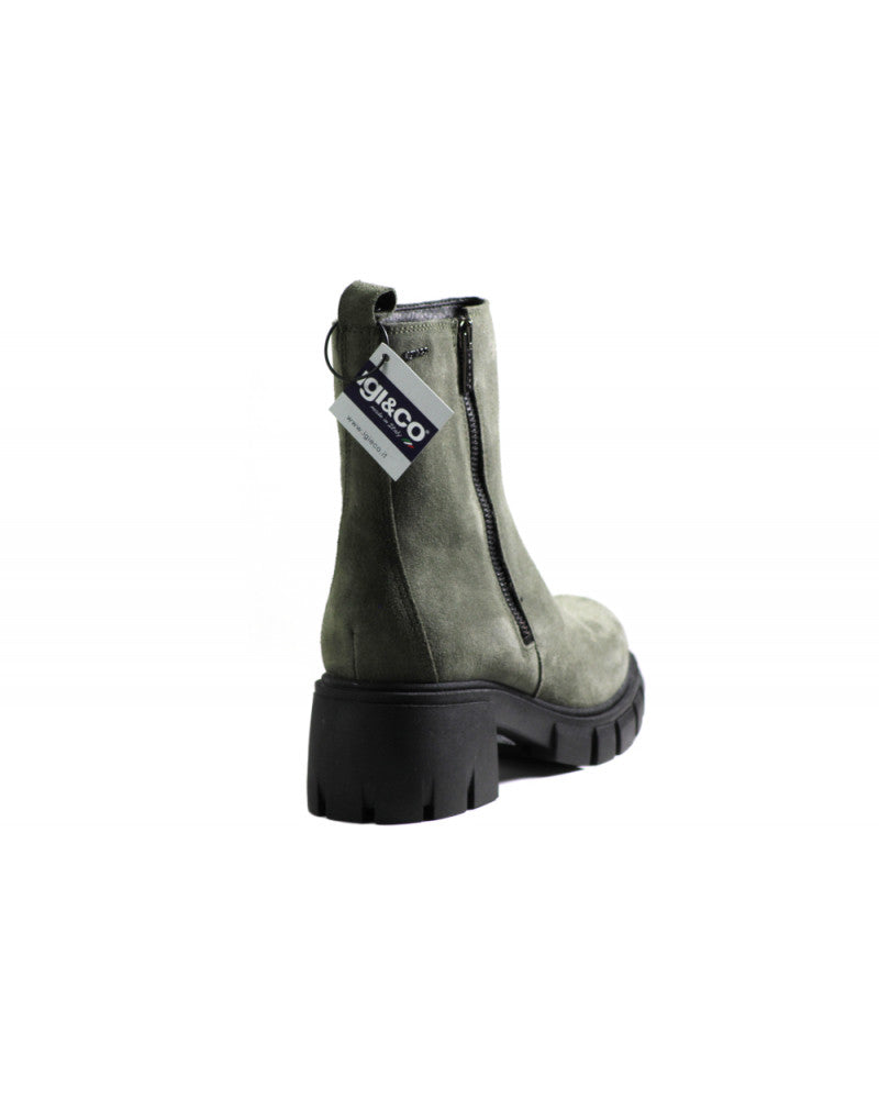 IGI & Co Moss Green Suede Chunky Outside Zip Ladies Boot - SALE