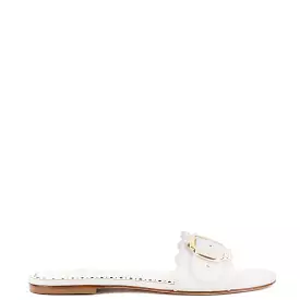 Ivy Broderie White Raffia Flat Mule