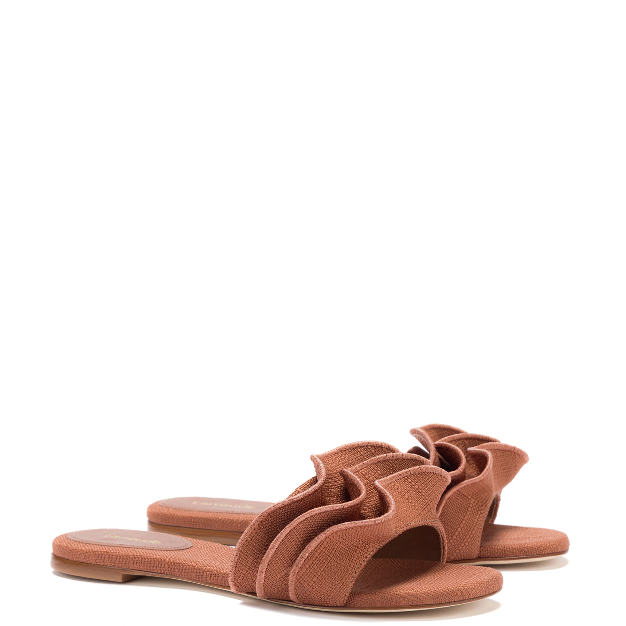 Ivy Caramel Raffia Mule Flat Shoe