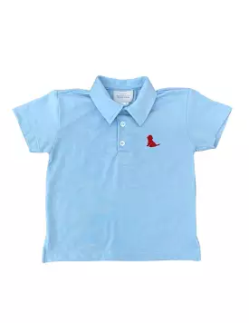 James & Lottie - Country Light Blue Polo with Red Puppy