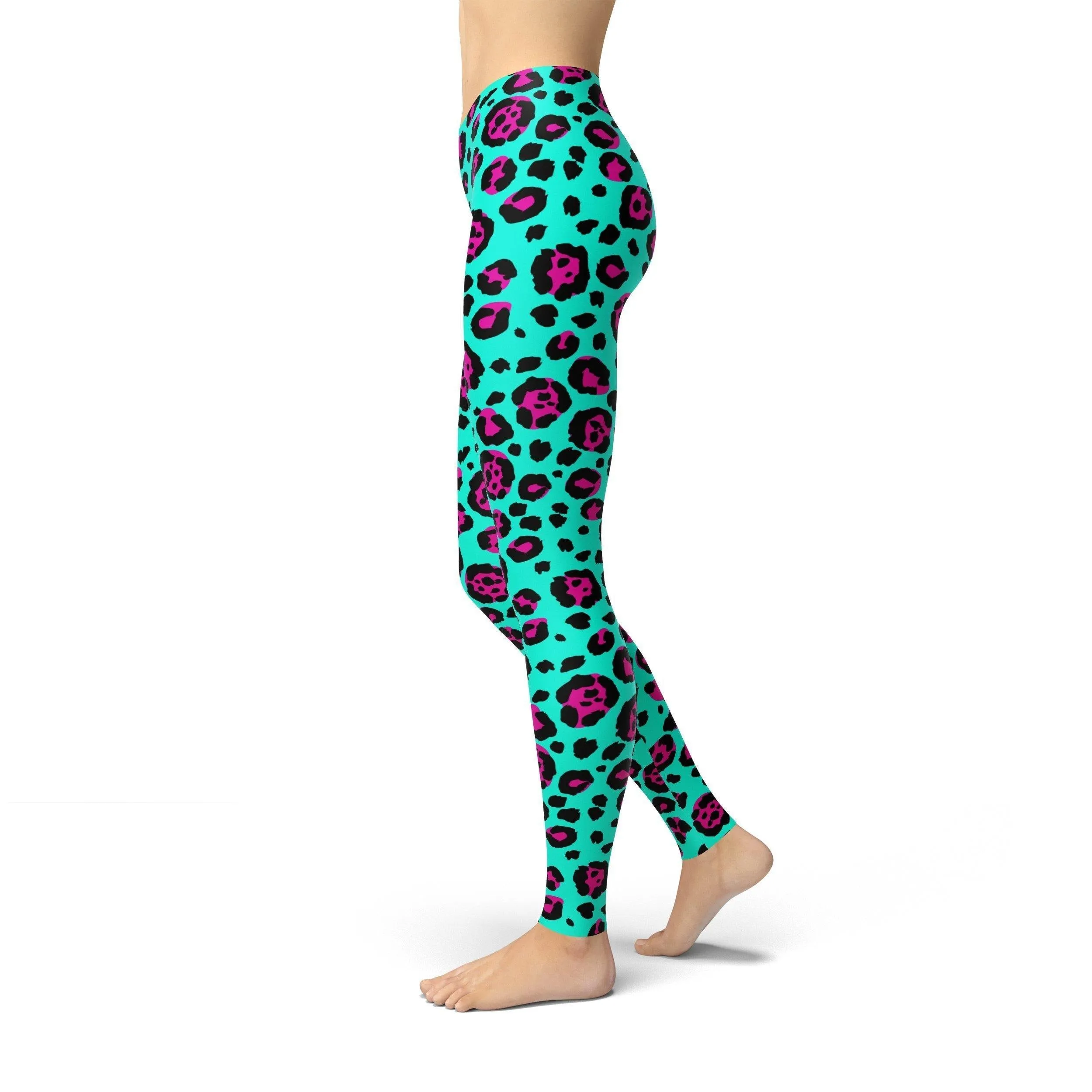 Jean Cheetah Print Leggings in Pink and Blue