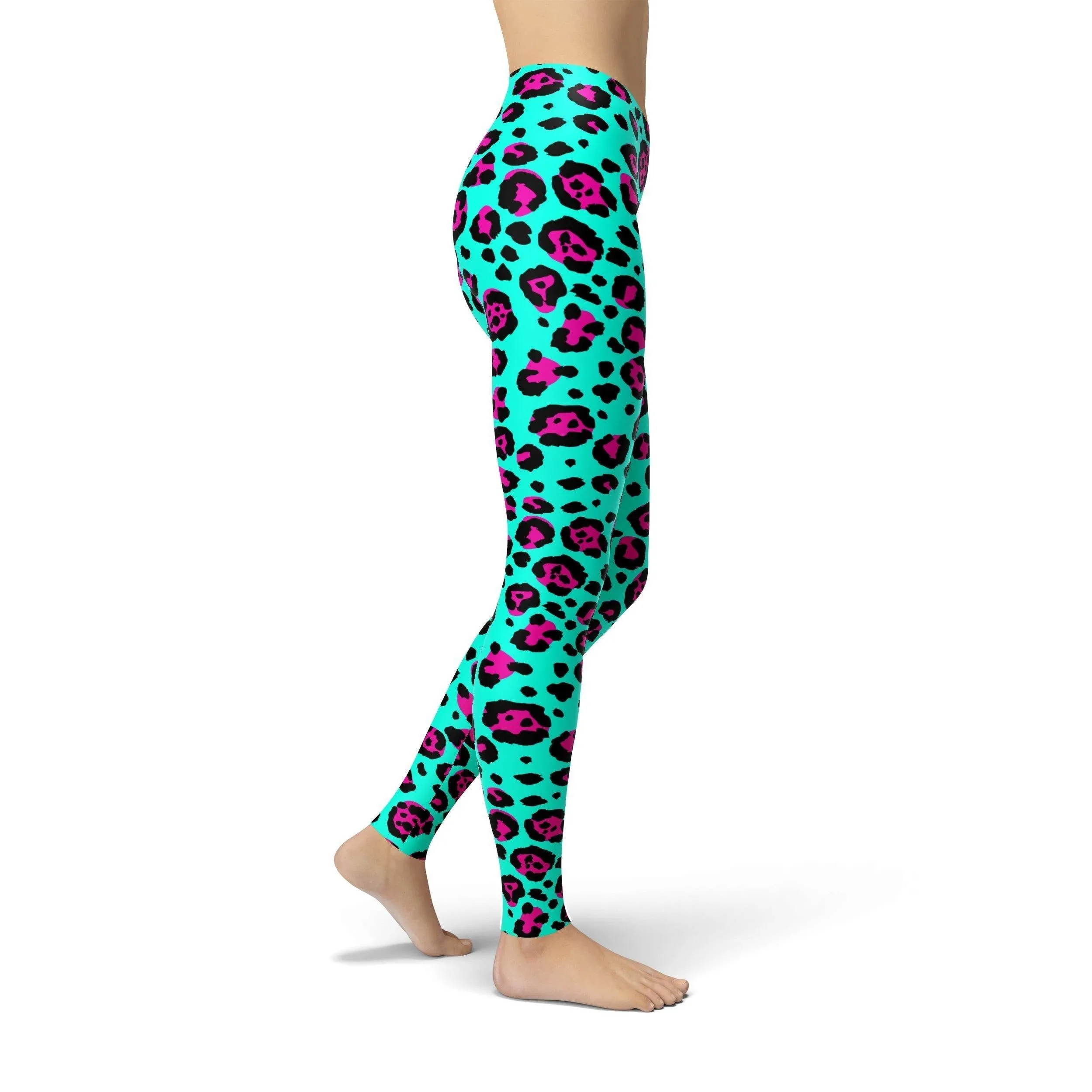 Jean Cheetah Print Leggings in Pink and Blue