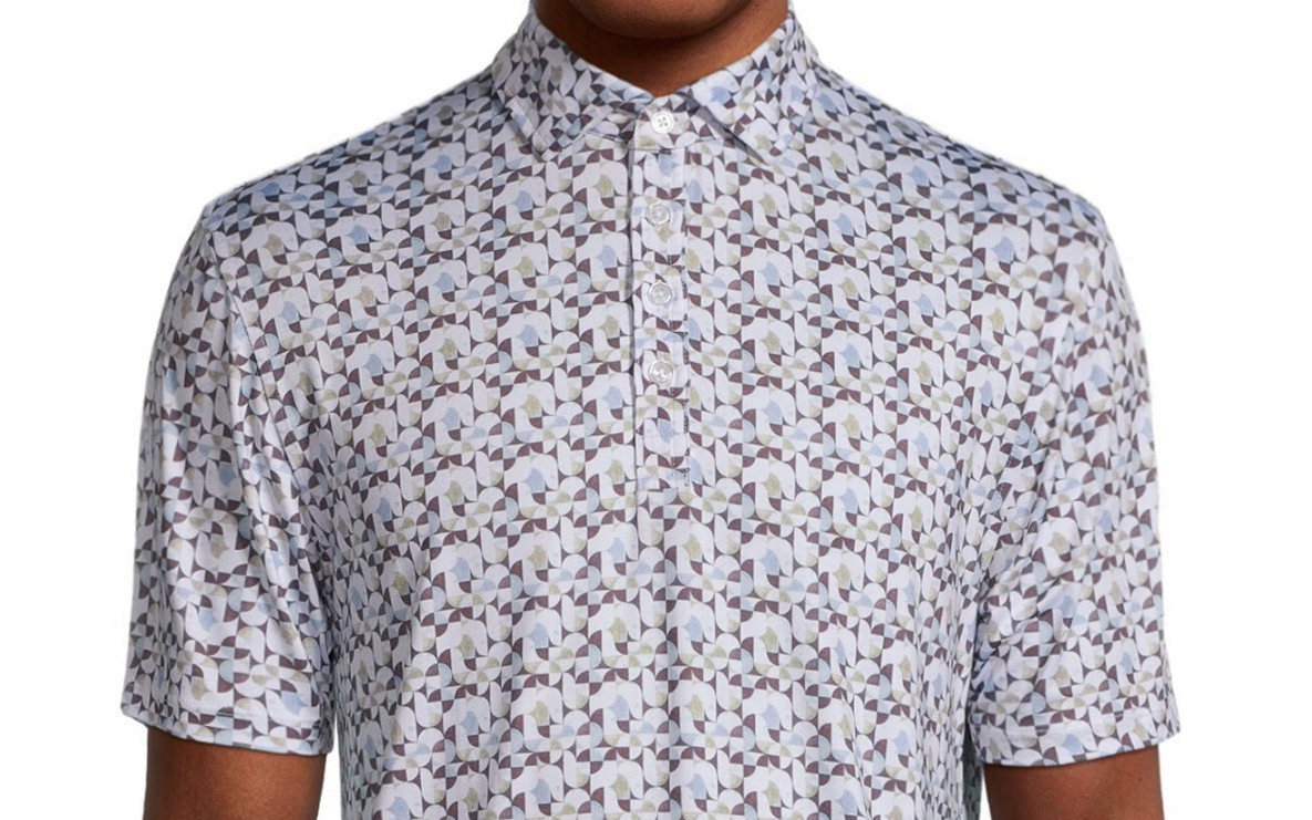 John Lennon Retro Blue Men's Patterned Polystretch Polo