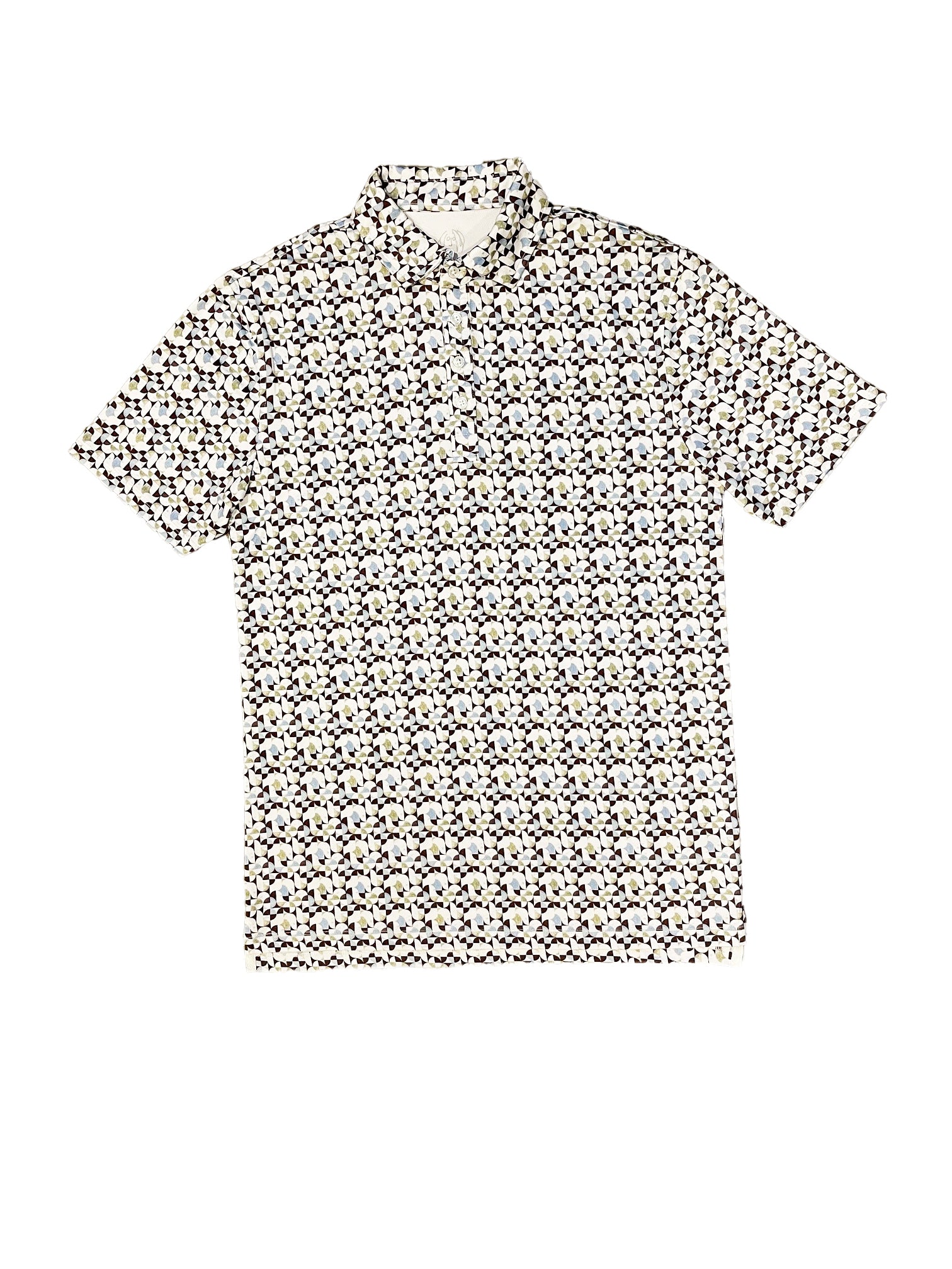 John Lennon Retro Blue Men's Patterned Polystretch Polo