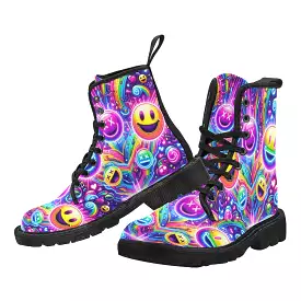 Joyful Neon Rave Canvas Boots for Women