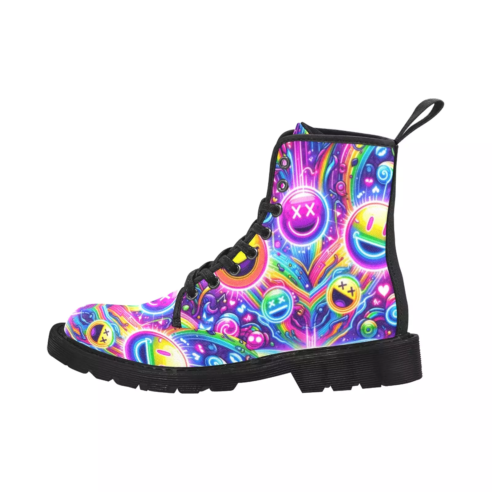 Joyful Neon Rave Canvas Boots for Women