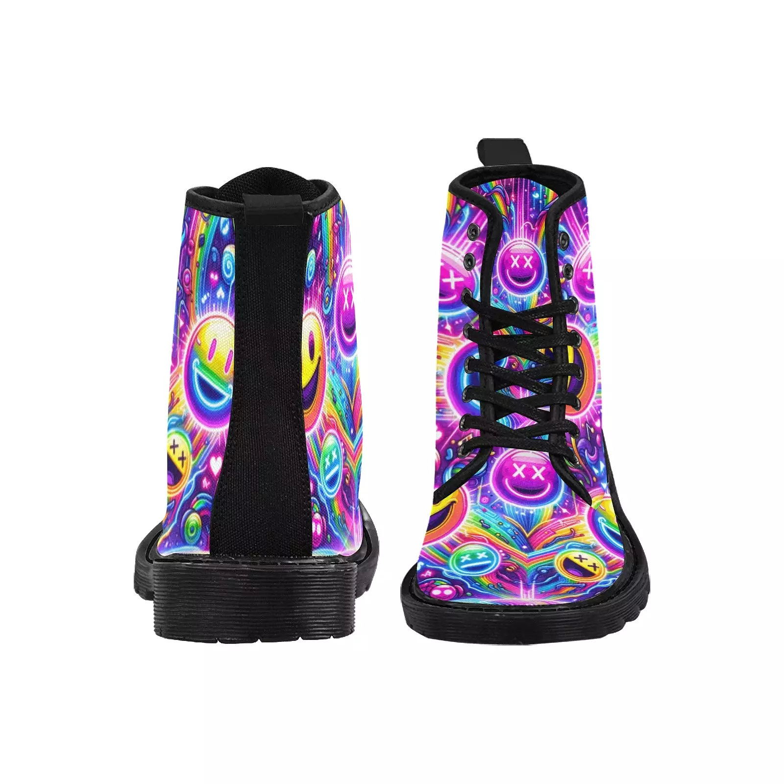 Joyful Neon Rave Canvas Boots for Women