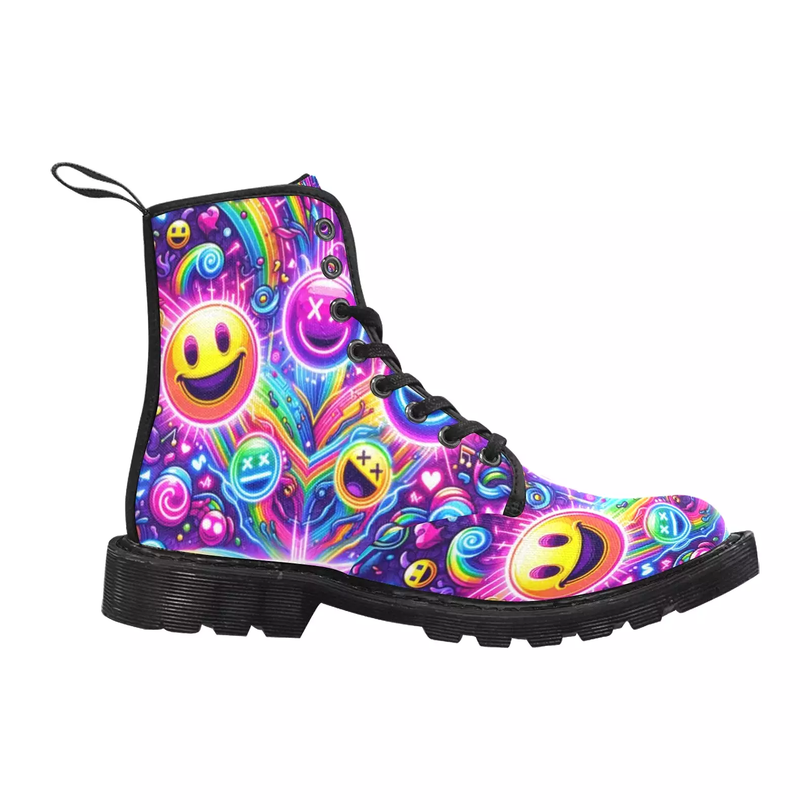 Joyful Neon Rave Canvas Boots for Women