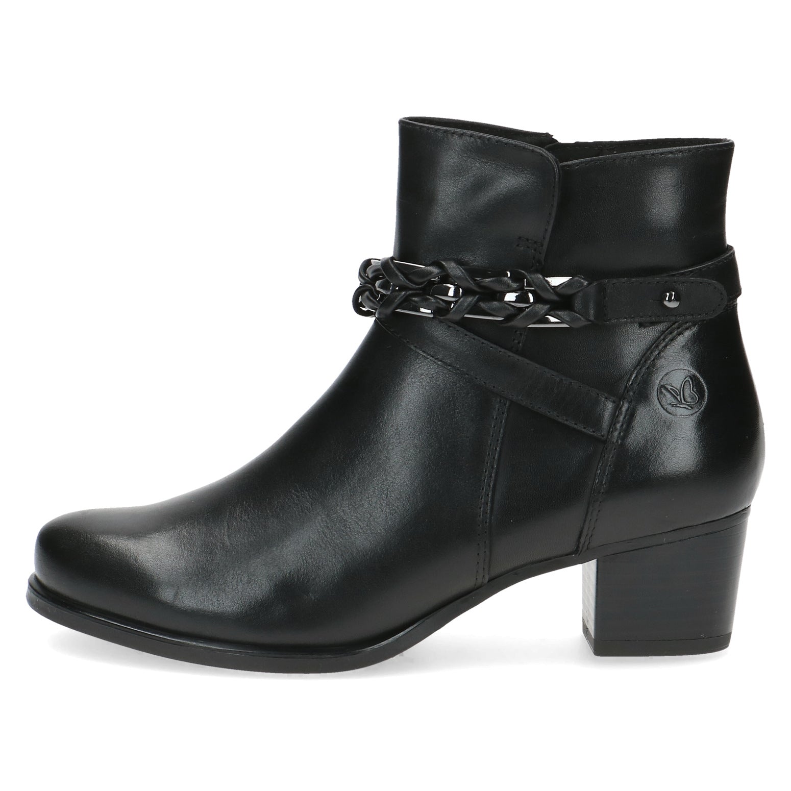 Ladies Black Leather Low Heel Caprice Boots 25336-41 022