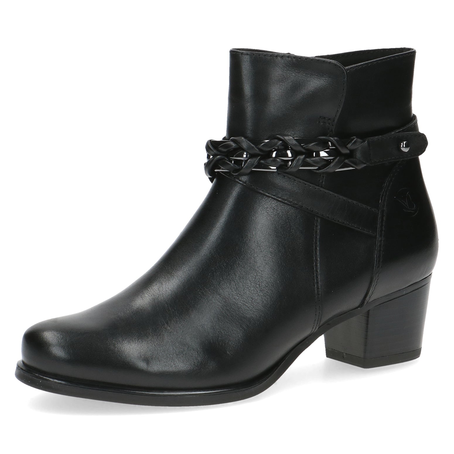 Ladies Black Leather Low Heel Caprice Boots 25336-41 022