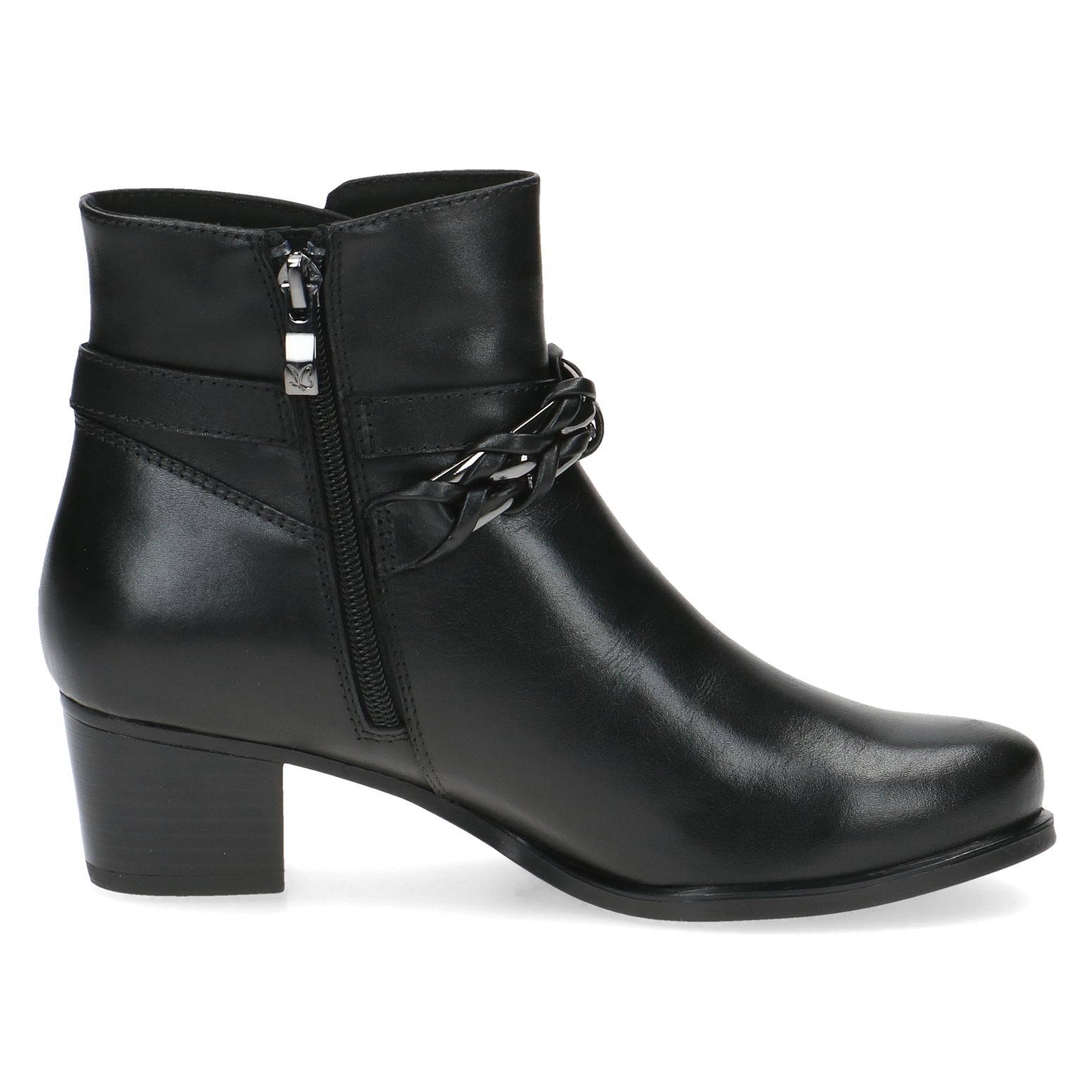 Ladies Black Leather Low Heel Caprice Boots 25336-41 022