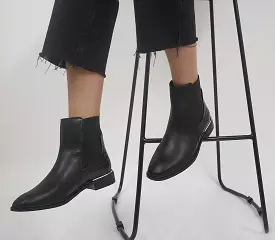 Ladies Office Anya Black Metal Clip Chelsea Boots