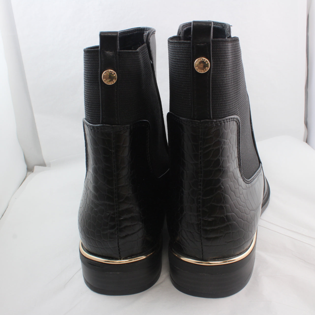 Ladies Office Anya Black Metal Clip Chelsea Boots