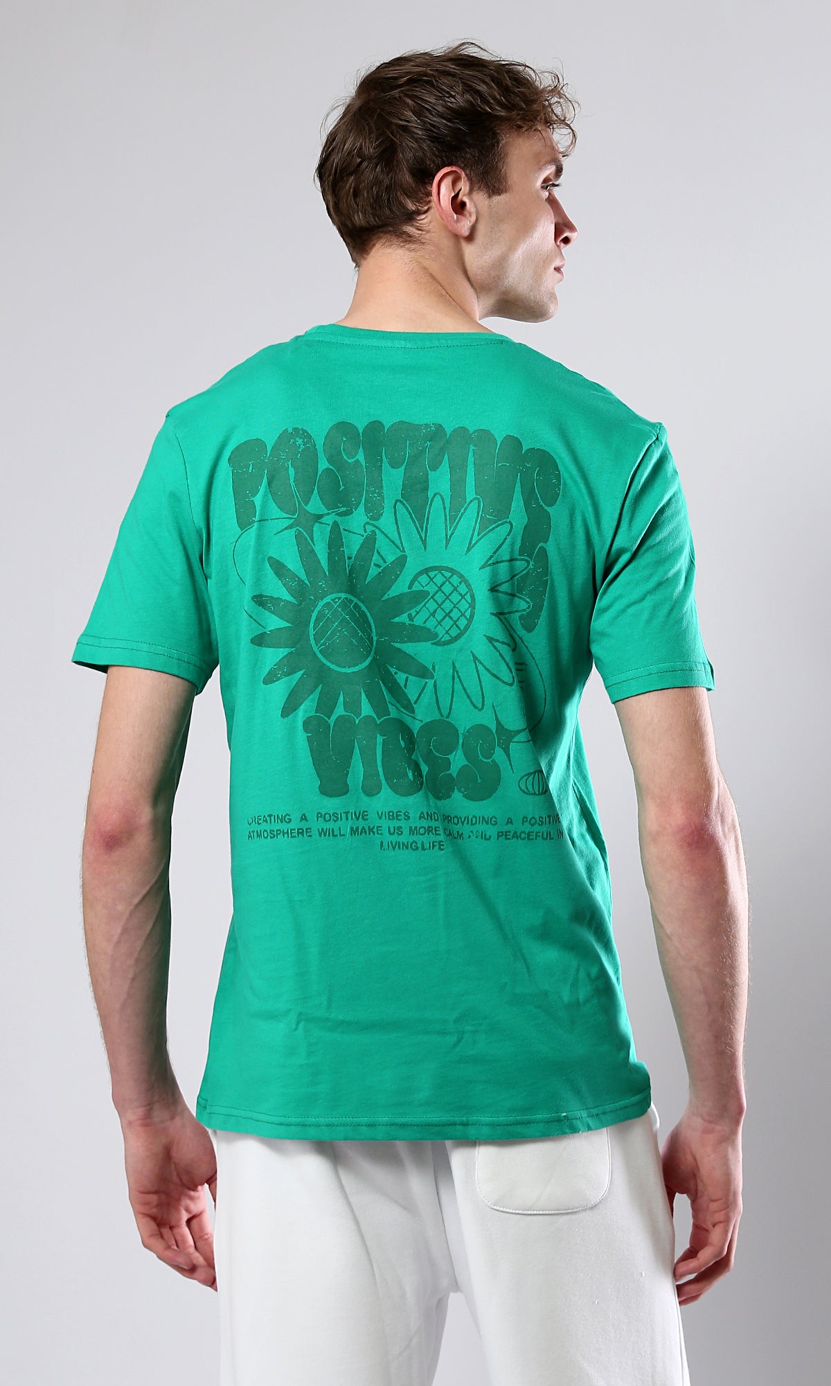 Light Green Cotton Summer Tee - O179022 - Positive Vibes Stylish Apparel