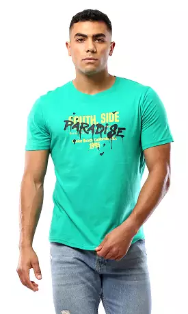 Light Green Cotton Tee - Regular Fit - Slip On