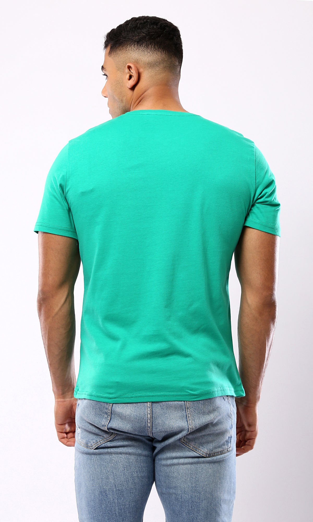 Light Green Cotton Tee - Regular Fit - Slip On