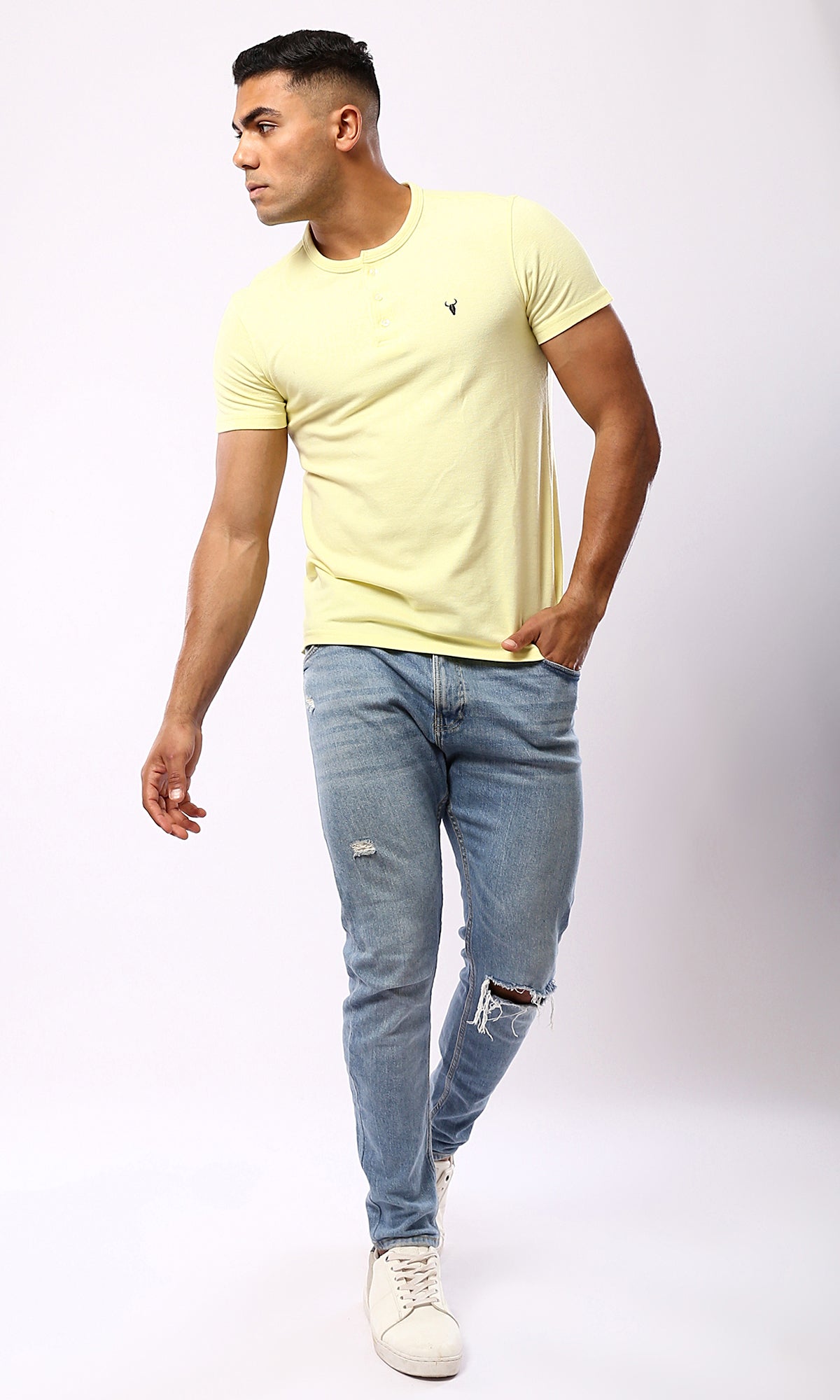 Light Yellow Henley Shirt