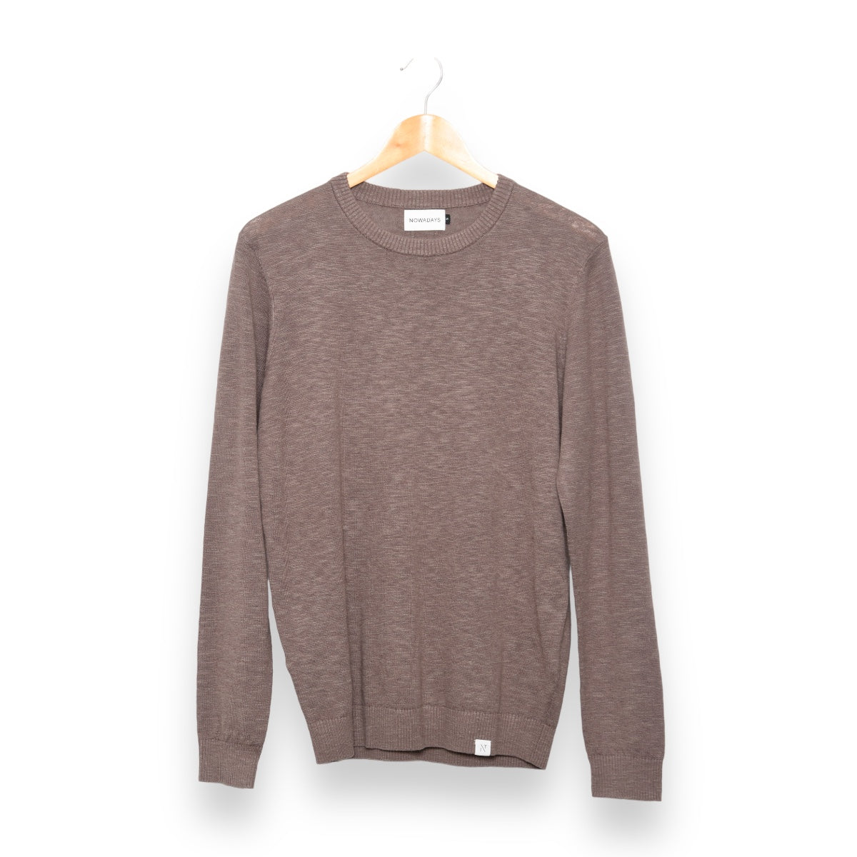 Linen Crew Sweater, Brown Lentil