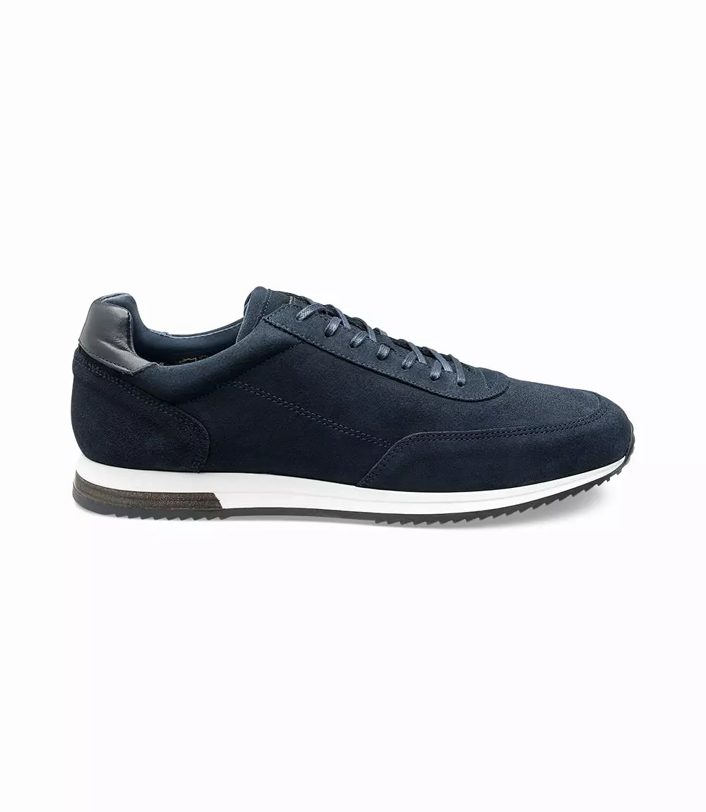 Loake Bannister, navy suede leather sneakers.