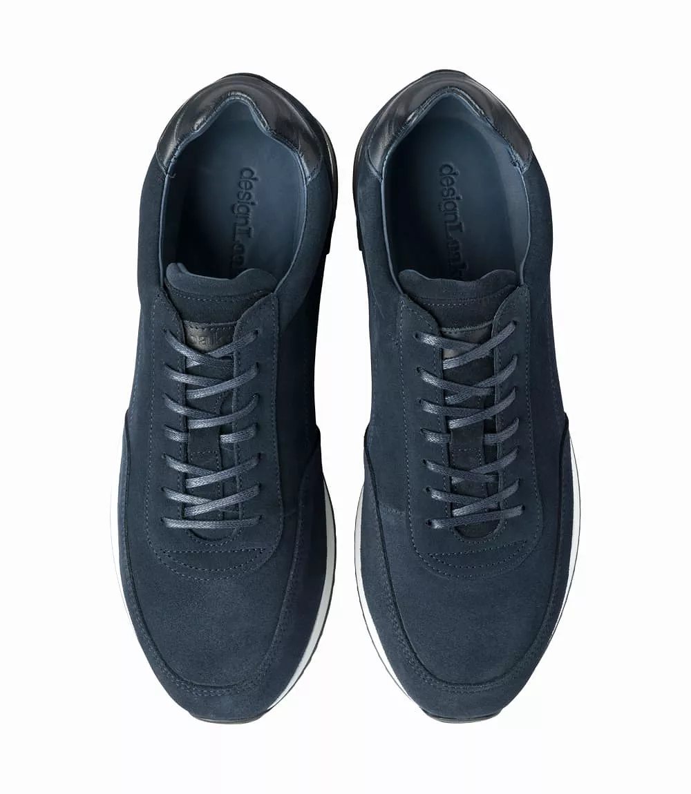 Loake Bannister, navy suede leather sneakers.