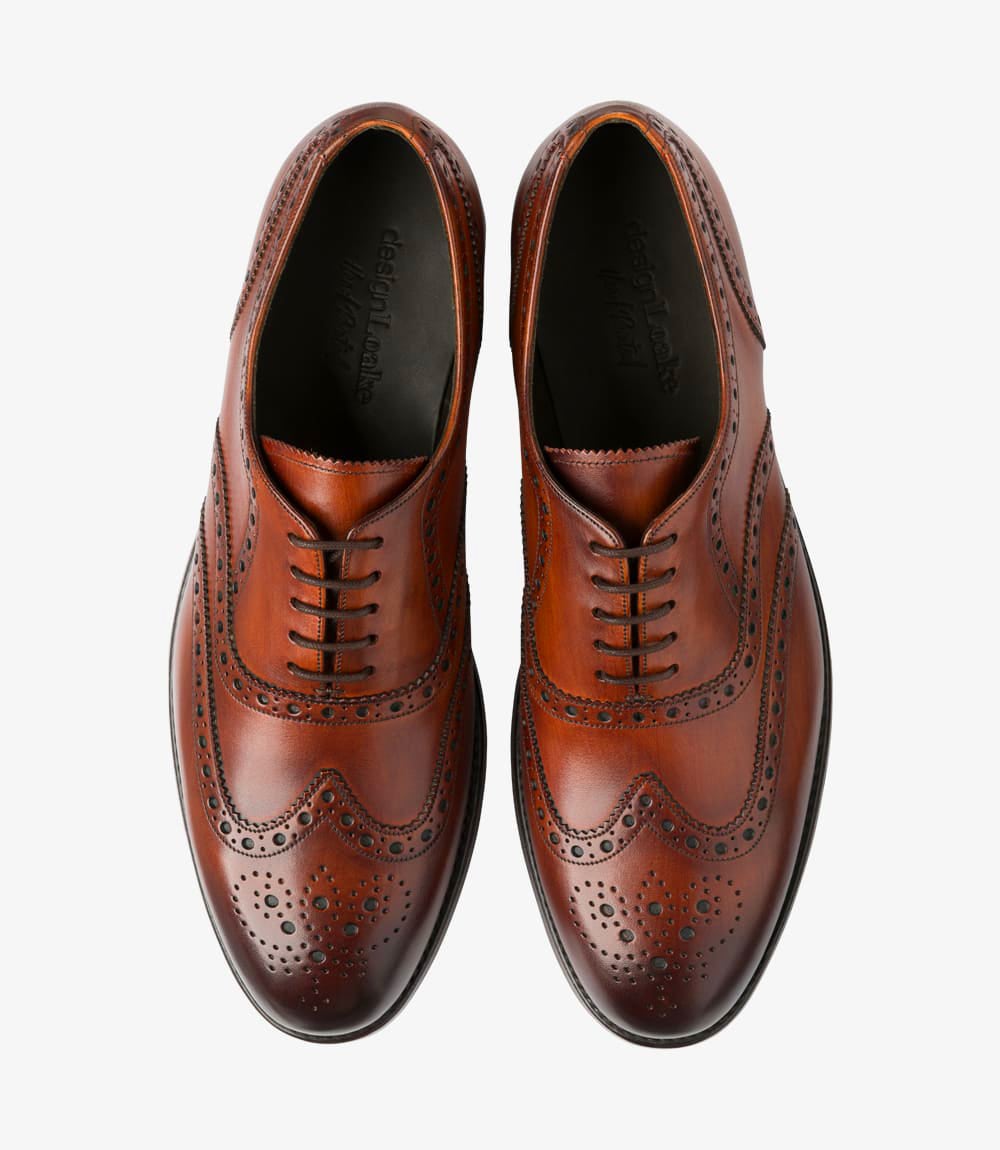 Loake Hepworth Oxford Brogue - Chestnut Brush Painted.