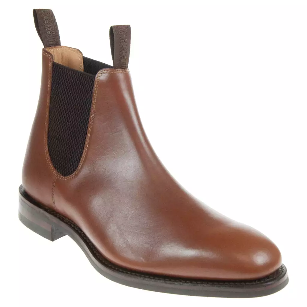 Loake men's Chatsworth slip-on ankle boots in UK size 10, ideal for smart casual occasions, with elasticated leather design.