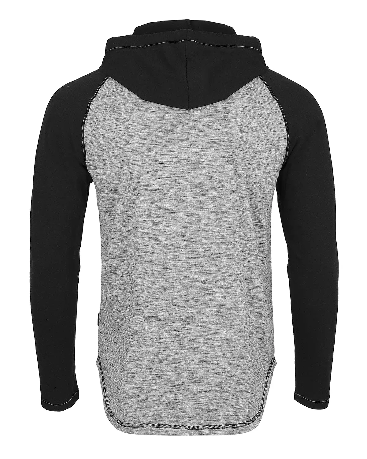 Long Sleeve Raglan Henley Round Bottom Hood White/Black T-Shirt