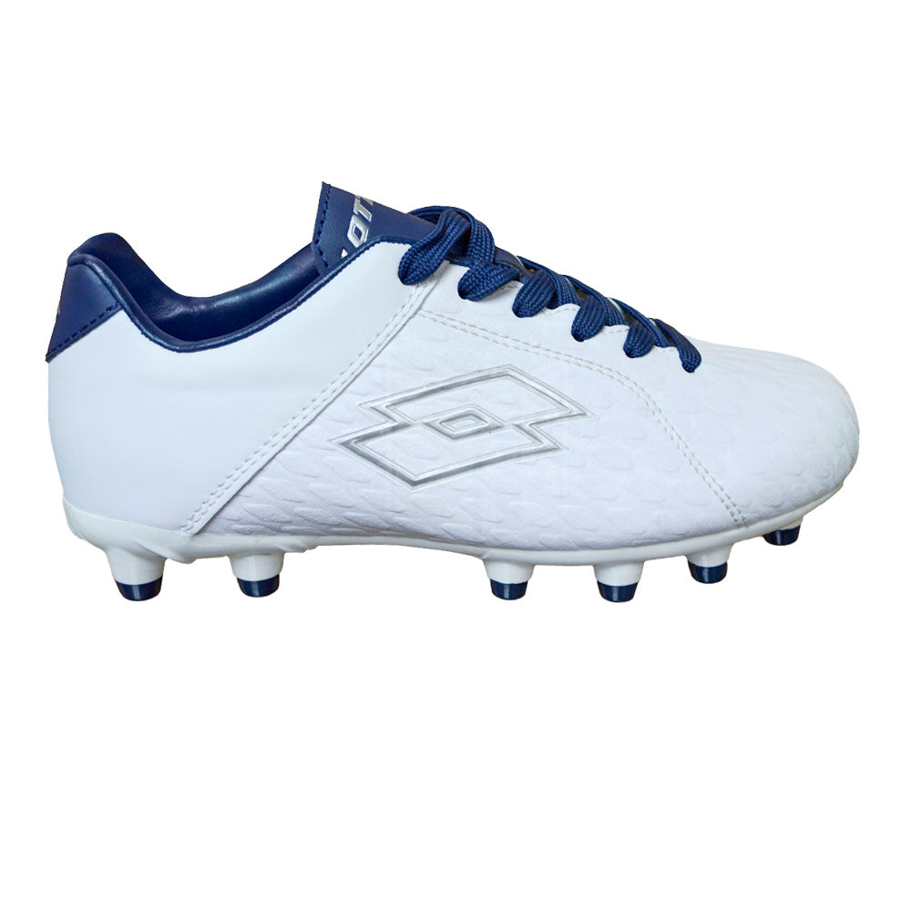 Lotto Cosmo FG Junior Football Boots White/Navy