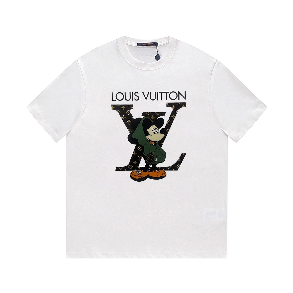 Louis Vuitton 23SS Mickey Mouse Print White T-Shirt 8.9 inches