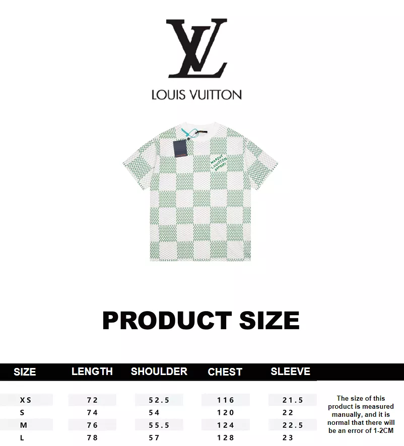 Louis Vuitton 23SS Plaid Logo Print T-Shirt - White & Green