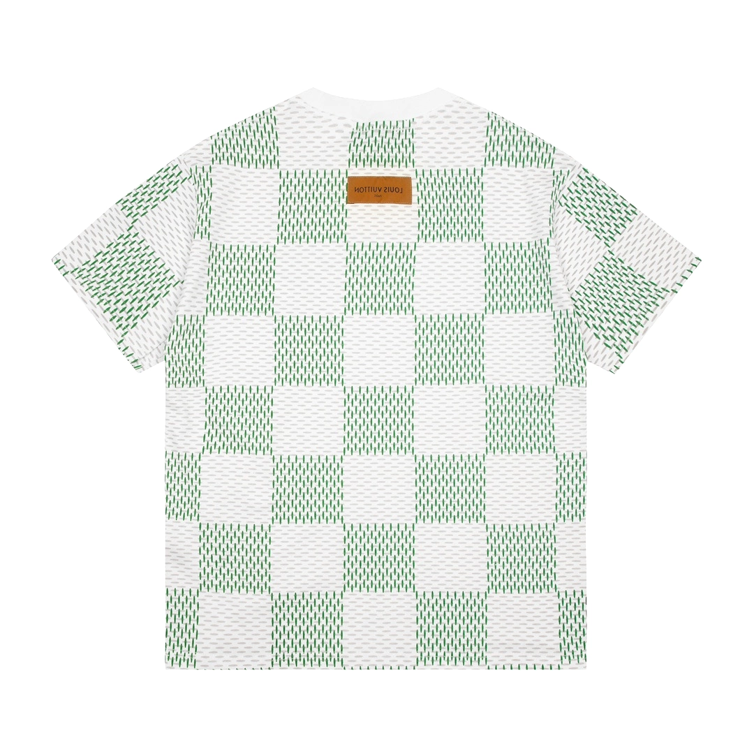 Louis Vuitton 23SS Plaid Logo Print T-Shirt - White & Green