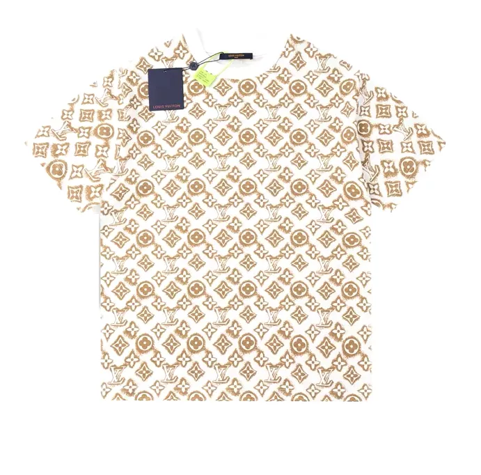 Louis Vuitton 23SS short-sleeved T-shirt in white and yellow, featuring the full body presbyopia logo - 7.11.