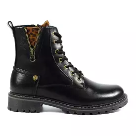 Lunar Boots for Women - Black Lace-up Military Style with Inside Zip - Nevada - On Sale