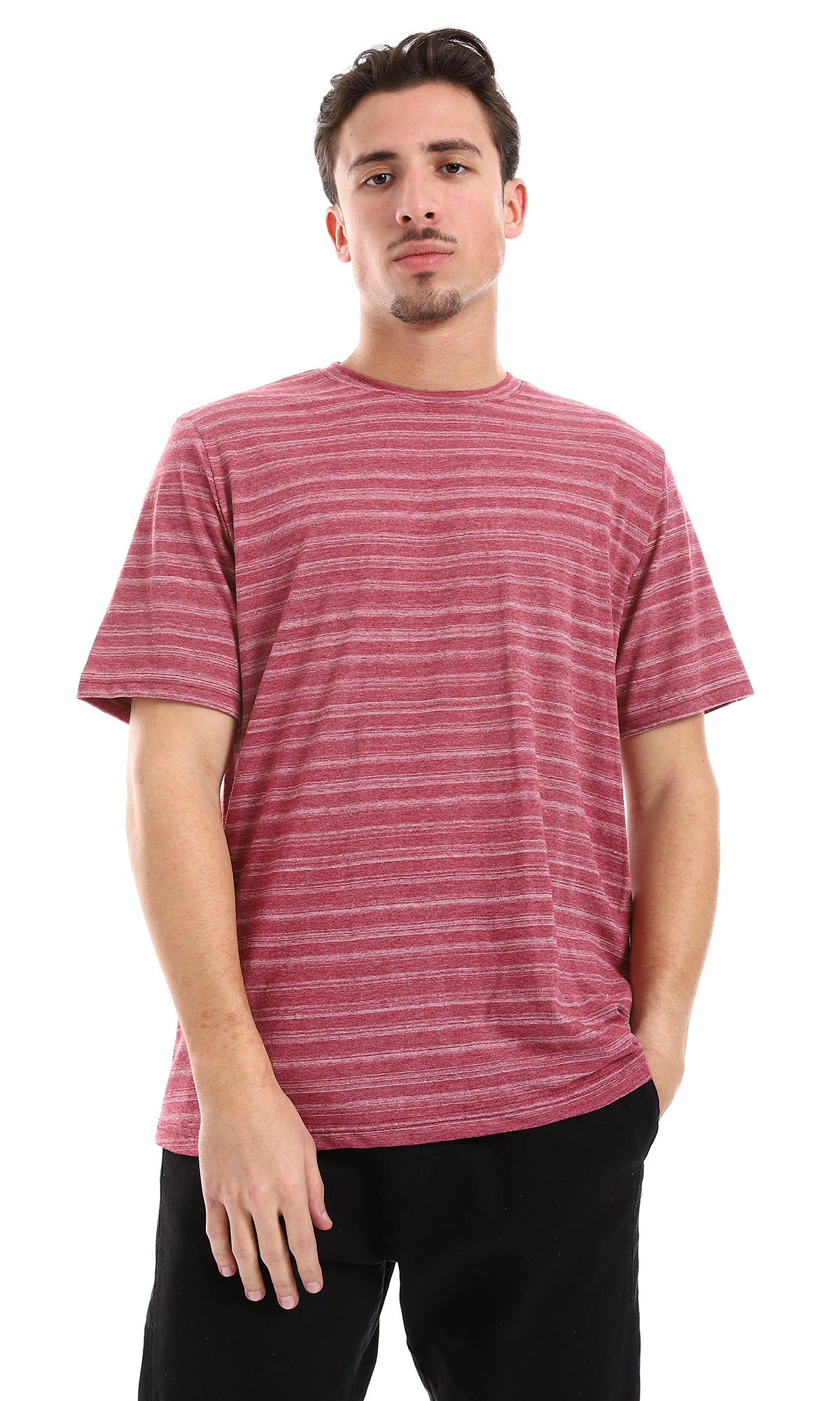 Magenta & White Heather Tee - Hips Length