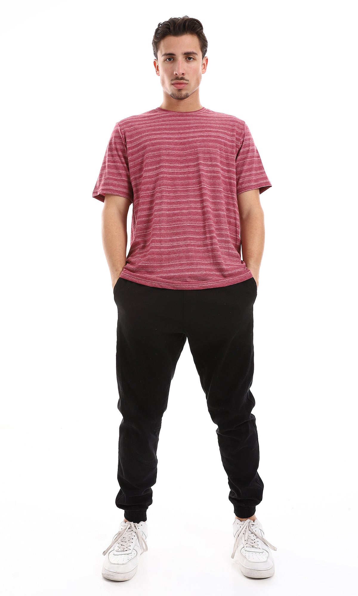 Magenta & White Heather Tee - Hips Length