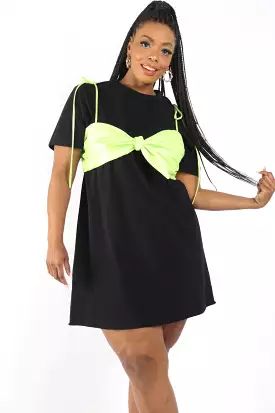 Matte Pu Bra Overlay T Shirt Dress - Black - Shop Now