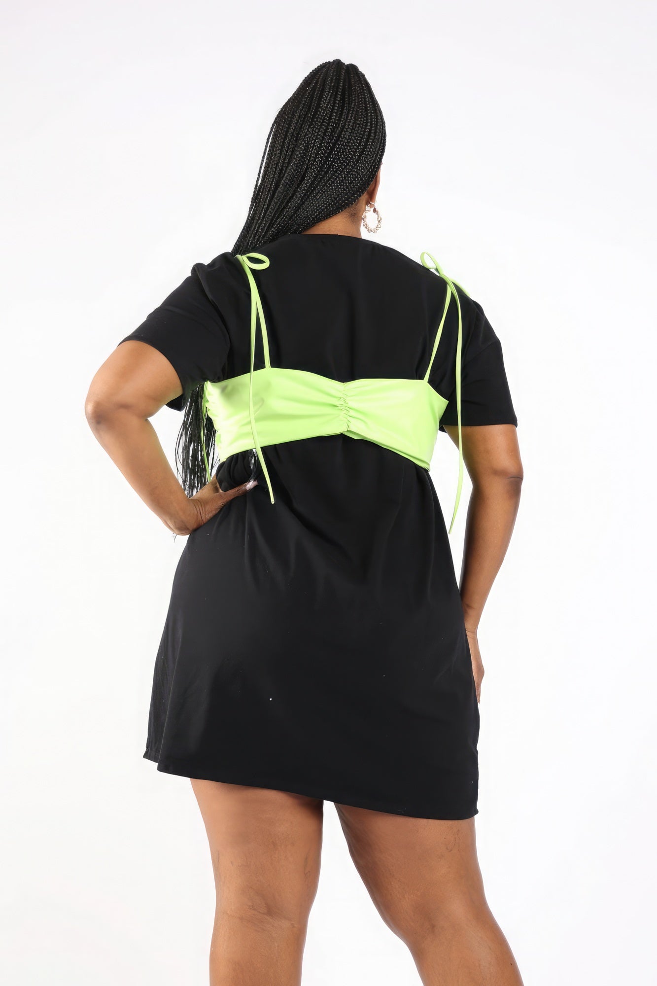 Matte Pu Bra Overlay T Shirt Dress - Black - Shop Now