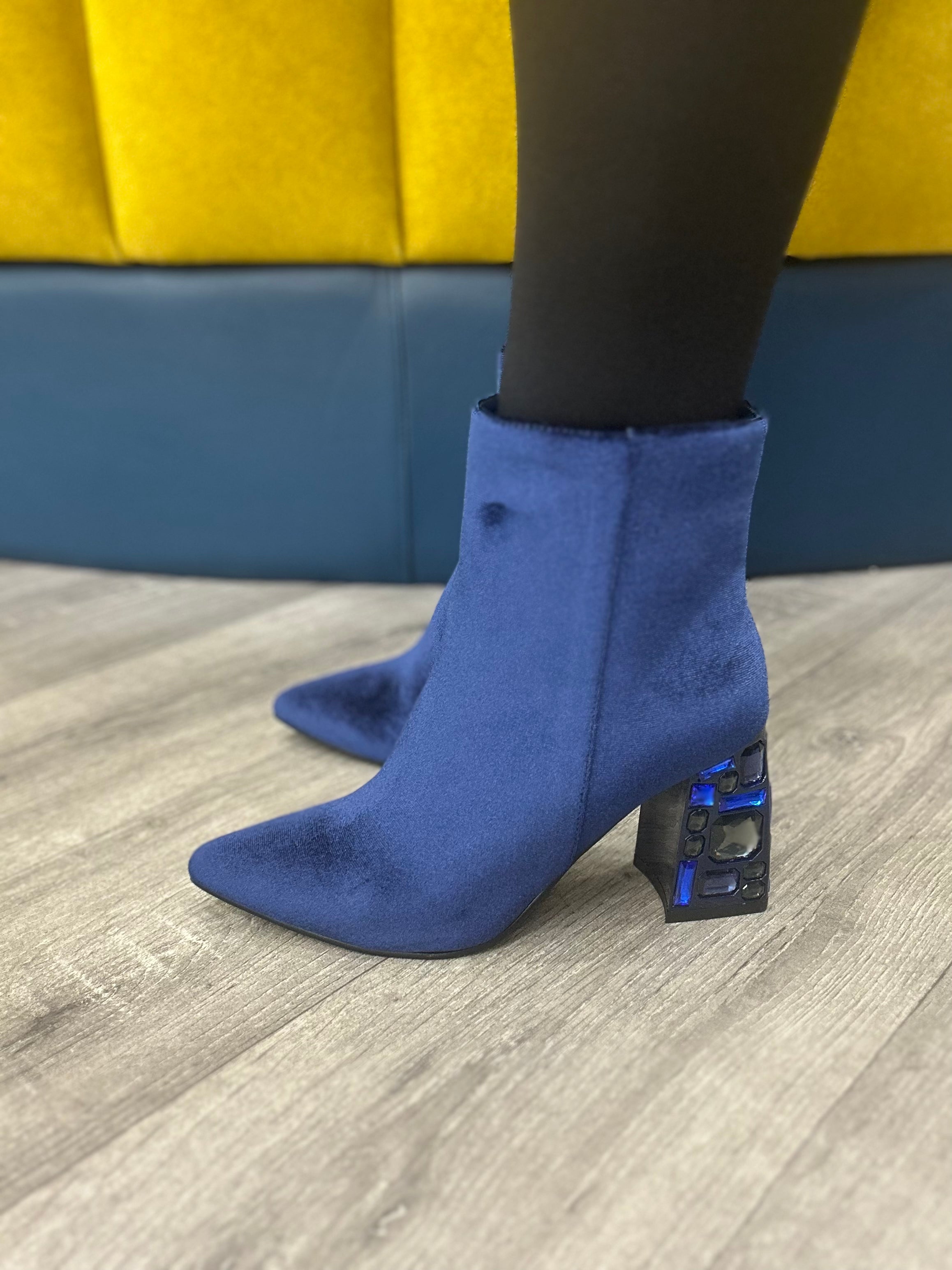 Menbur Navy Velvet Boots for Women