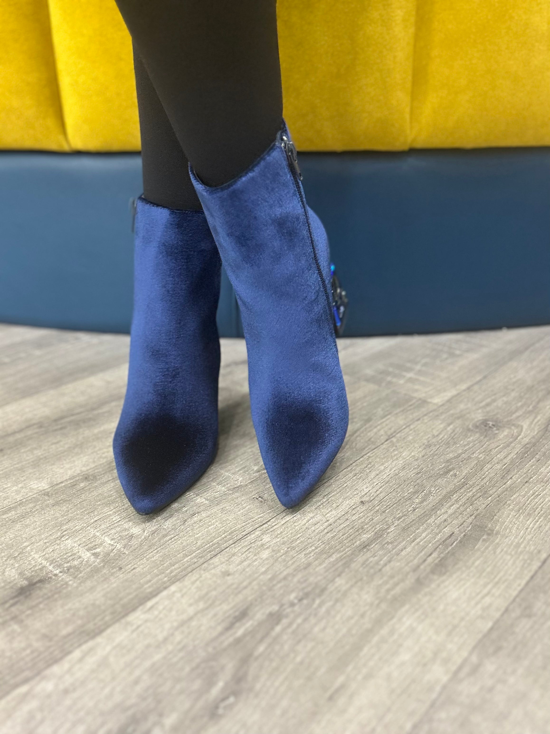 Menbur Navy Velvet Boots for Women